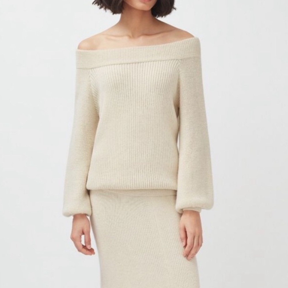 Alpaca Cream Off-Shoulder Sweater